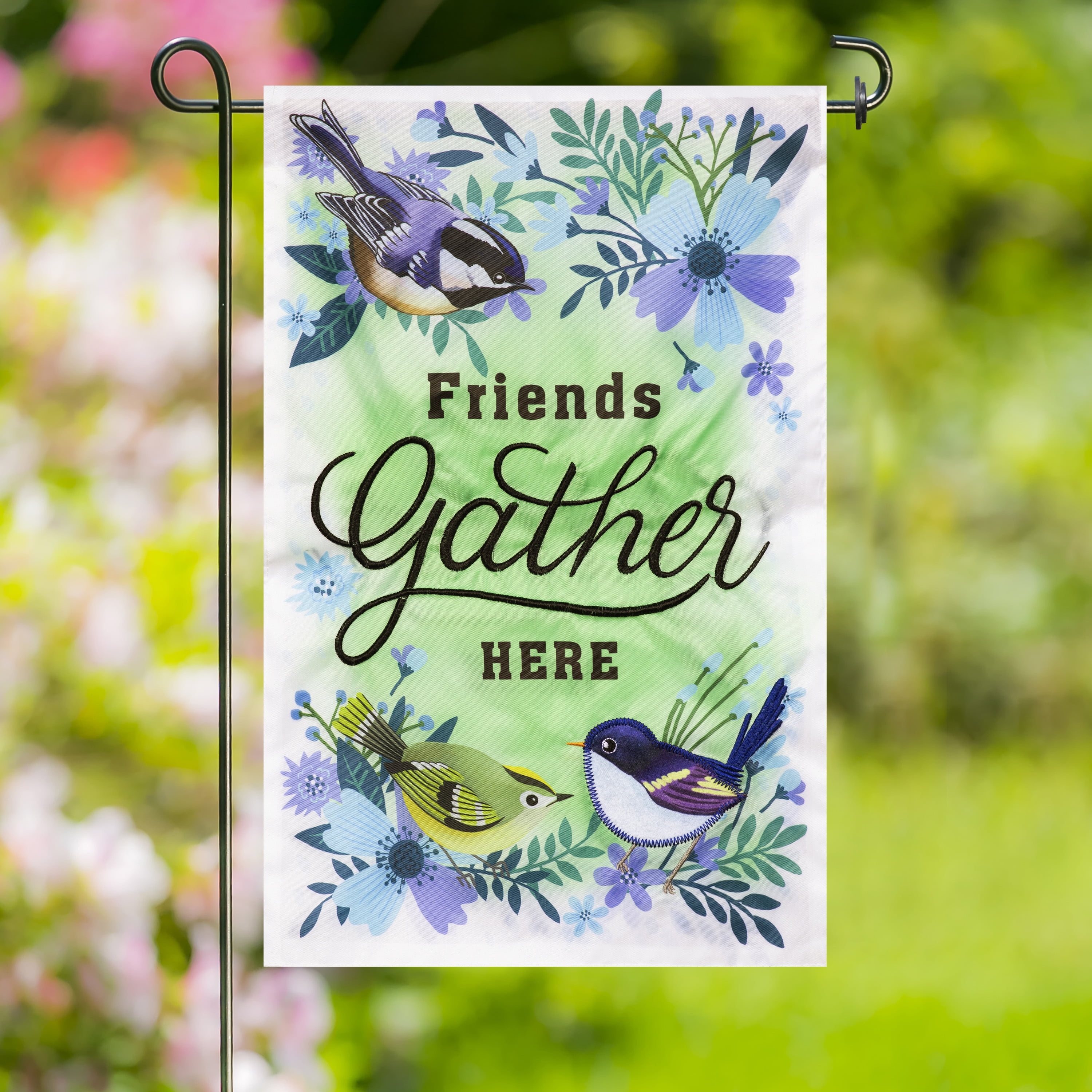 Meadow Creek 11.5" x 18" Friends Gather Here Yard Flag