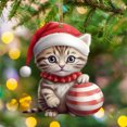 thumbnail image 4 of CuiLiyq Christmas Tree Ornaments, Acrylic Christmas Hat Kitten Pendant, For Family Festivals Wedding Party Ornaments and Christmas Gifts, 4 of 5