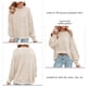 thumbnail image 5 of Blusa de mujer de fibra de poliéster con cuello redondo y hombros caídos, camisa informal de manga larga para mujer para otoño e invierno, albaricoque L, 5 of 6