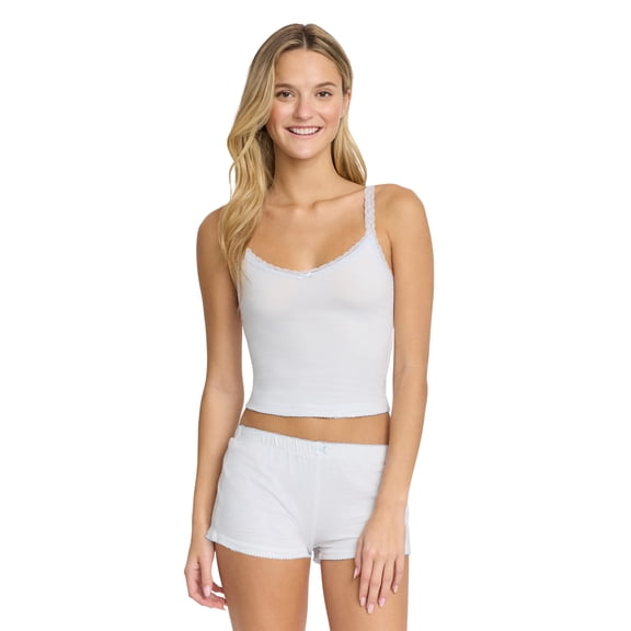 Mills by Millie Bobby Brown Women's Printed Stretch Jersey Cami with Stretch Lace Trim, Sizes XS-XXXL