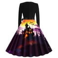 thumbnail image 2 of Long Dress with Sleeves,Summer Casual Dress,Ladies Casual Long Sleeved Round Neck Printed Fashionable Strap Dress, 2 of 3