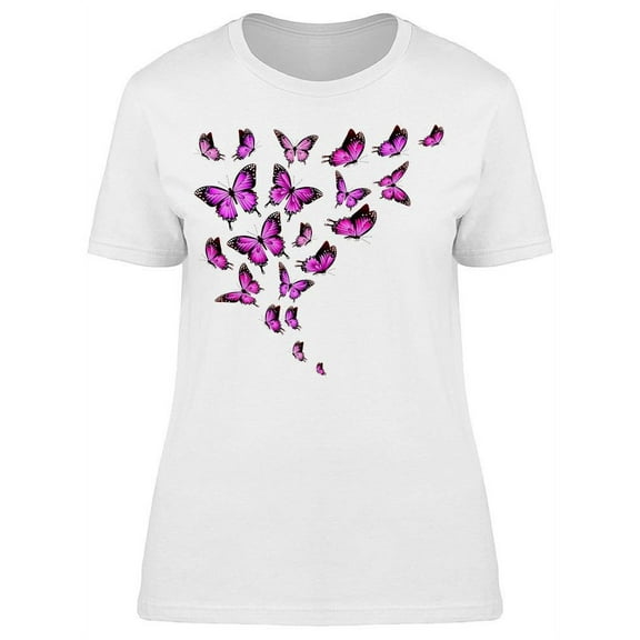Gorgeous Pink Butterflies Flying T-Shirt Women -Image by Shutterstock, Female x-Large