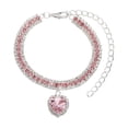 thumbnail image 2 of Aoznliie Dog Rhinestone Cat Collar, Adjustable Bling Crystal Pet Necklace with Heart Pendant for Small Medium Pets Party Wedding, 7.9-11.8 Inches, 2 of 6