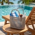 thumbnail image 5 of Miwamany Imitation Rattan Bathing Basket, Plastic Hand Held Washing Storage Bin, Hollow Drainage Tote for Bathroom Dirty Clothes Laundry Organization, 5 of 9