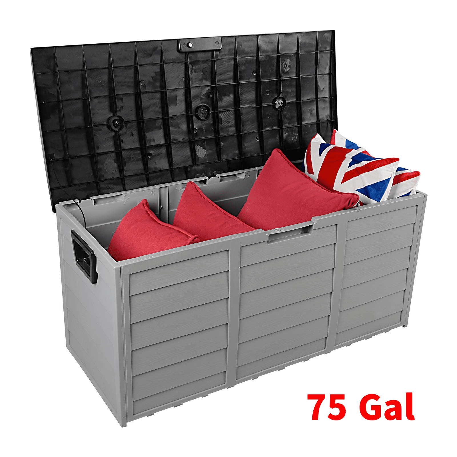 75 Gallon Patio Stroage Deck Box Waterproof Plastic Outdoor Storage