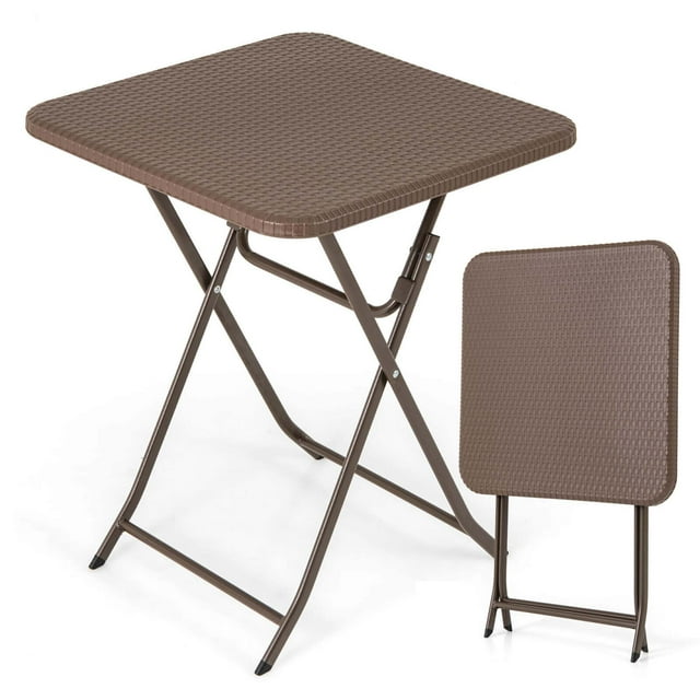 Costway 23.5" Square Folding Table Indoor Outdoor Foldable Plastic Table