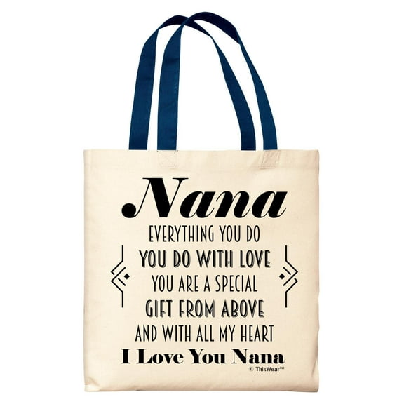 ThisWear Gifts for Nana Gifts for Grandma Nana You Are A Special Gift From Above Poem Navy Handle Canvas Tote Bag