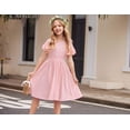 thumbnail image 3 of Arshiner Dress for Girls Plain Shirred High Waist Flowy Casual Party A Line Sundress, 3 of 8