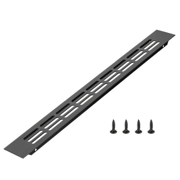 Uxcell Door Air Vent Cover, Aluminum Louvered Ventilation Grille Rectangle Toe Kick Vent with Mounting Screws for Shoe Cabinet Wardrobe Black 16 x 1.7 Inch