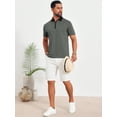 thumbnail image 5 of DARING DIVA Men's Zipper Closure Colorblock Short Sleeve Basic Polo Shirt L Dark Gray, 5 of 7