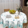 thumbnail image 6 of Summer Coastal Round Tablecloth 60 Inch Nautical Sea Turtle Seaweed Jellyfish Polyester Table Cloth Rustic Farmhouse Beach Theme Table Cover for Kitchen Dinner Party Decor, 6 of 7