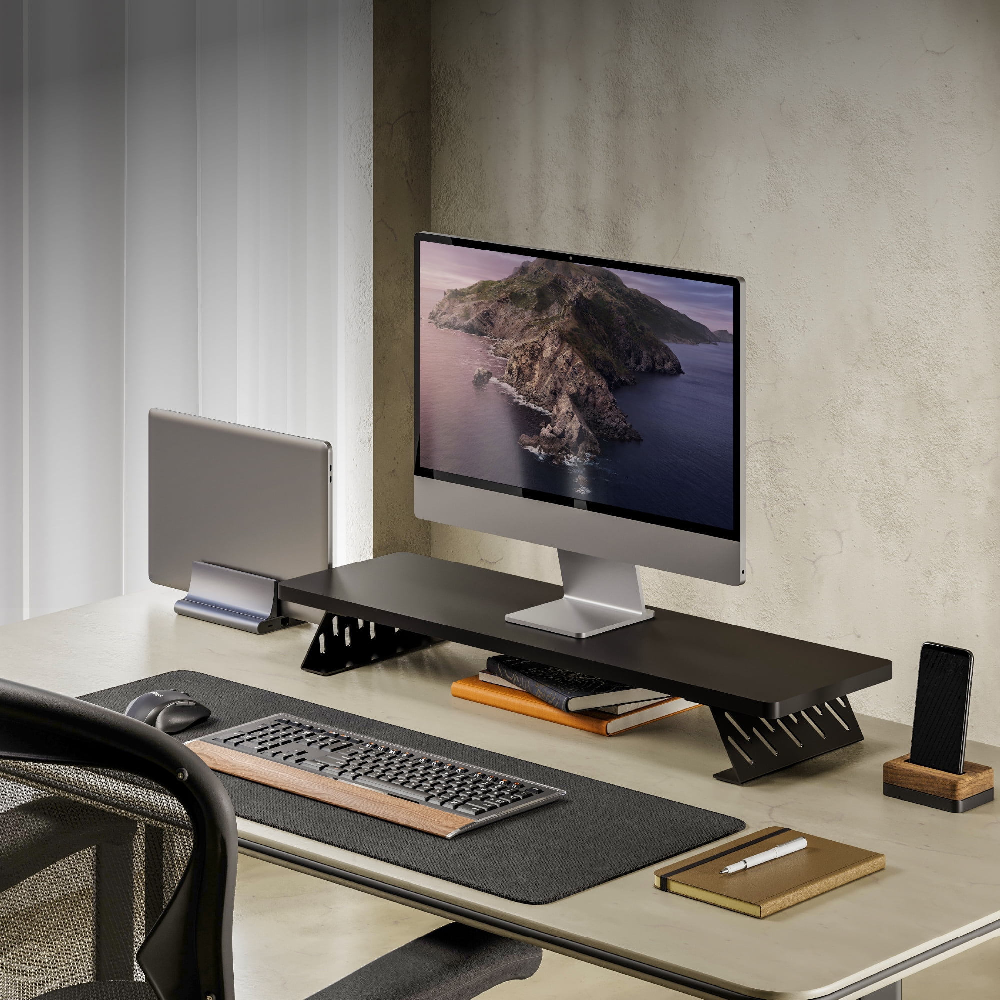 Fenge Dual Monitor Stand Riser, 31.5 inch Long Monitor Stand for Desk