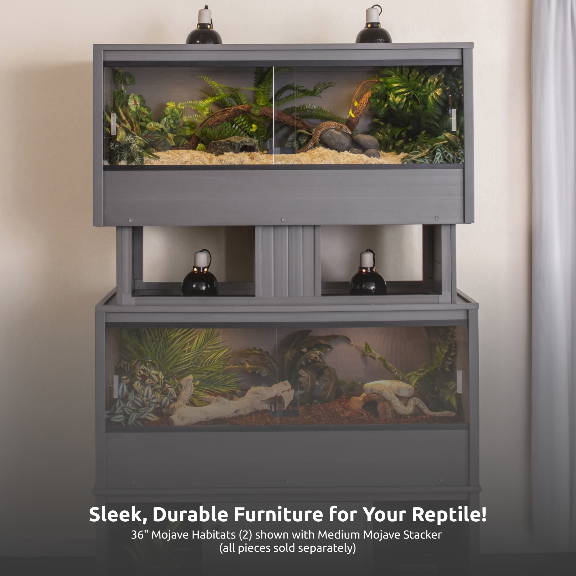 New Age Pet® ECOFLEX® Mojave Reptile Habitat Stacker in Large 48" Grey for Lighting