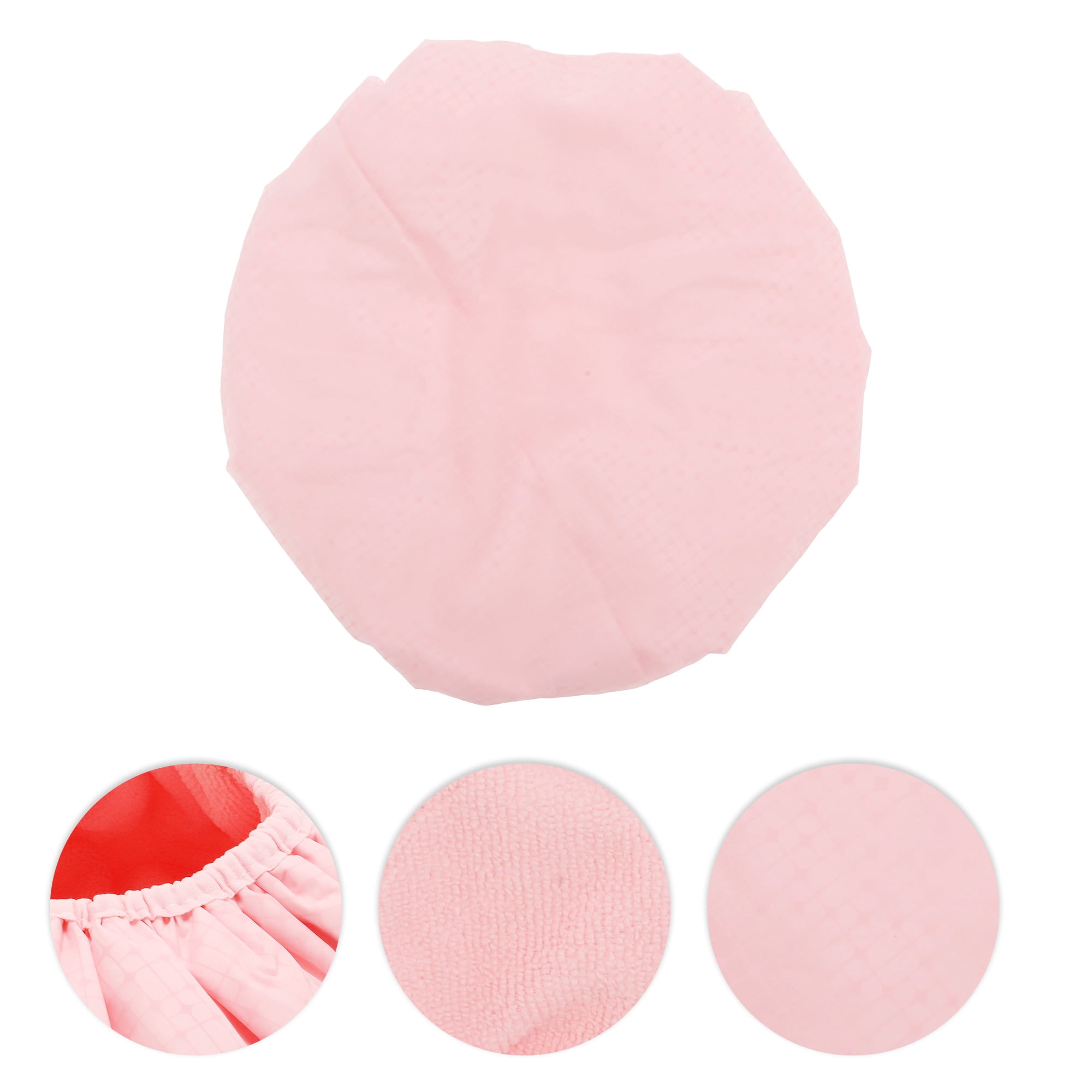 Unique Bargains Women Portable Stripe Shower Cap Pink 1 Pc