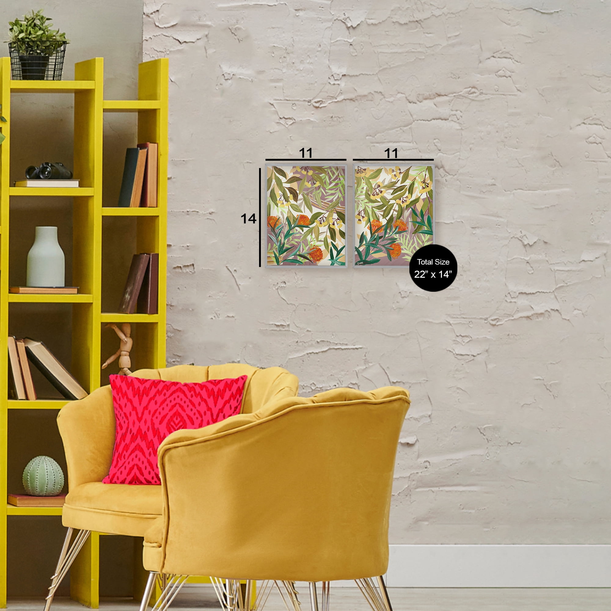 Stupell Industries Walk With Me Botanicals 2 Piece Gray Framed Giclee Art Set, design by Dani Heyward