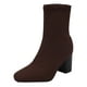 thumbnail image 1 of NECHOLOGY Botas Mujer Adulto Femenino Zapatos Botines para mujer Botas de mujer de tela con punta cuadrada y tacón y grueso Color sólido Media Botas de tamaño Botines Botas (Brown, 7), 1 of 6