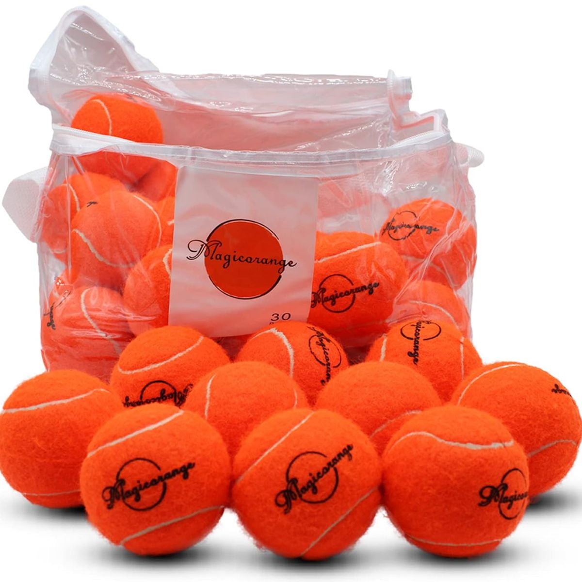 Magicorange Tennis Balls 30 Pack, 2.58 Inch Advanced Training Practice Balls for Beginner, Pet Dog Playing Balls (Orange)