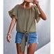 thumbnail image 2 of Camisetas De Mujer,Blusa De Mujer De Moda Blusa Redonda De Mujer Blusa Casual Rendimiento Sólido, 2 of 5