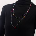 thumbnail image 4 of Sweater Chain Necklace Layered Long Necklace for Women Colored Zircon Necklace Lightweight Sweater Strand Chain Necklaces Exquisite Design Metal Style, 4 of 8