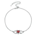 thumbnail image 1 of Pulsera de tobillo Silvora de plata esterlina para mujer con piedra de nacimiento de corazón de julio, 1 of 8