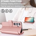 thumbnail image 4 of Allytechgroup Wallet Case for Samsung Galaxy S24, RFID Blocking Shoulder Strap Hand Wrist Zipper Pocket Cards Slots Stand Protective Anti-Scratch Galaxy S24 Case for Women Girls,Rosegold, 4 of 10