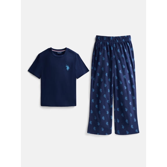 U.S. Polo Assn. Boys Short Sleeve Top and Pants Pajama Set, 2 Piece, Sizes XS-XXL