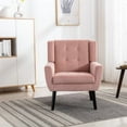 thumbnail image 2 of Soft Velvet Armchair Sofa, Velvet Upholstered Accent Chair with Black Legs and Armrest, Ergonomics Design Chair for Living Room Bedroom Indoor Home, Pink, 2 of 7