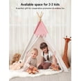 thumbnail image 4 of Besrey Kid Teepee Play Tent with String Lights & Thickened Mat,Kids Indoor Outdoor Playhuose Tent, Pink, 4 of 7