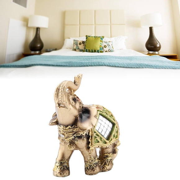 Lucky Feng Shui Elephant Statue Sculpture, Wealth Figurine, Exquisite Workmanship, Green, Anti Slip Bottom,Hotel Cafe Decor