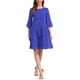 thumbnail image 2 of Vestido de gasa para mujer Inspire Chic con volantes, de capas, fluido, de manga 3/4, corte A, hasta la rodilla, azul real M, 2 of 6
