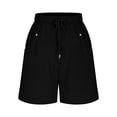 thumbnail image 5 of RYRJJ Womens Cotton Sweat Shorts Casual Summer Loose Athletic Short Pants Drawstring Waist Lounge Running Yoga Shorts with Pockets(Black,S), 5 of 7
