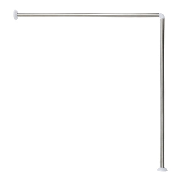 Evideco French Home Goods 35.4 Inches L-Shaped Shower Curtain Rod, Stainless Steel