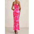 thumbnail image 2 of Vestido largo PRETTYGARDEN para mujer, ajustado sin tirantes, rosa con estampado floral, 2 of 9