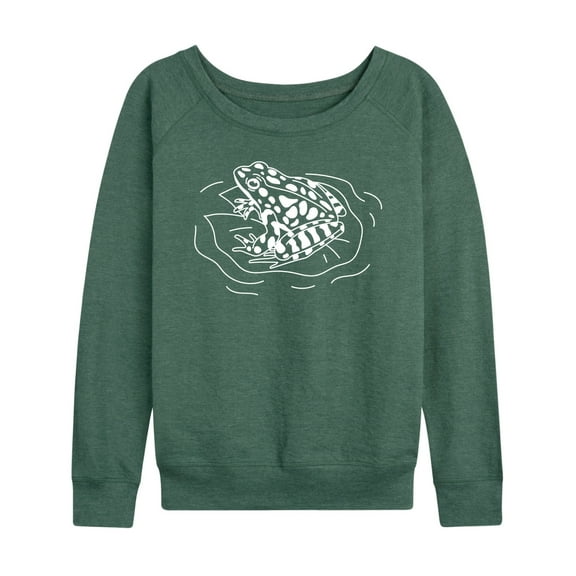 Instant Message - Frog On Lily Pad - Women's Lightweight French Terry Long Sleeve Shirt