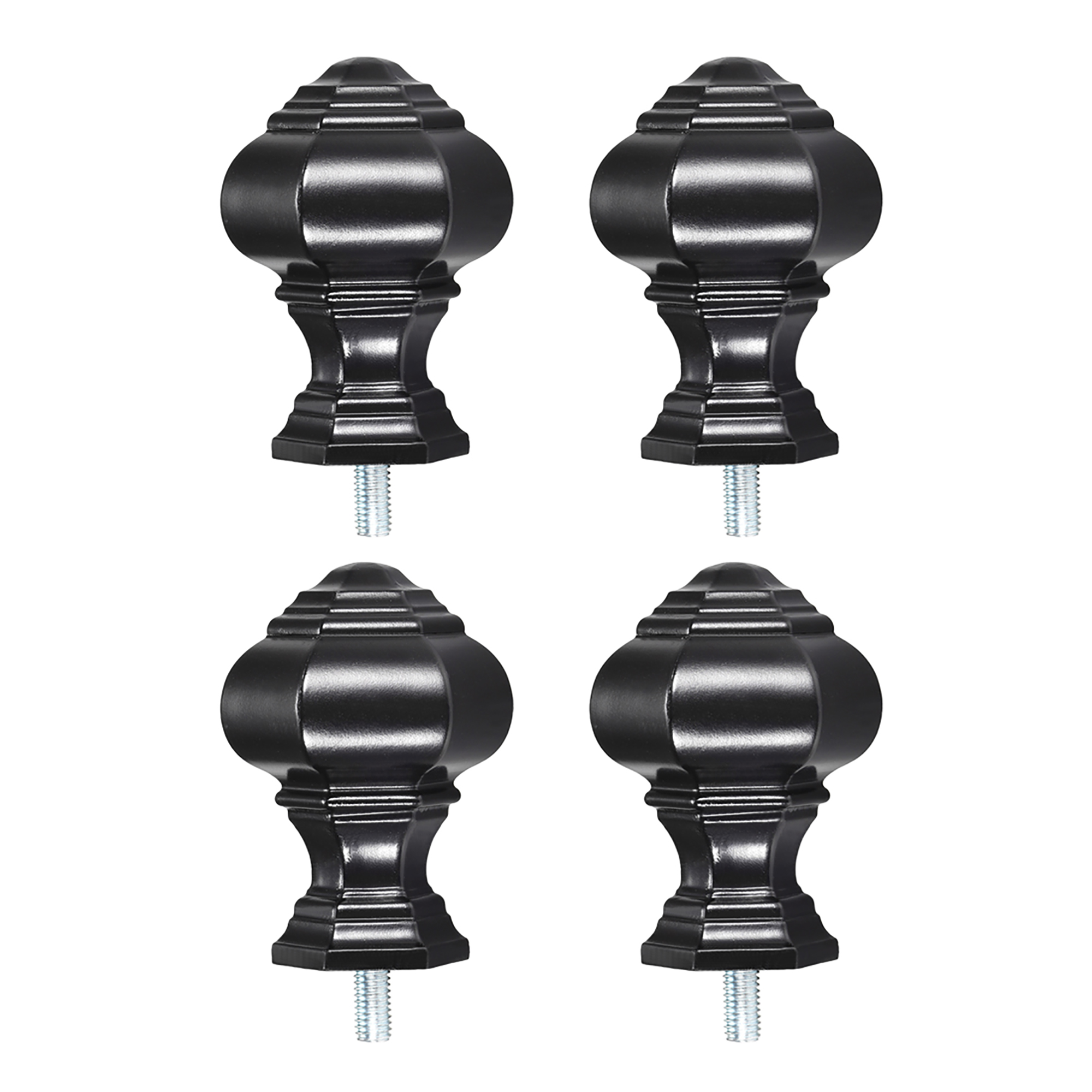 Uxcell 14mm Dia Curtain Rod Finials Plastic Black 4Pack