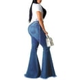 thumbnail image 3 of DONGPAI Women's Flare Jeans Ripped Denim Pants Bell Bottom High Waist Flare Trousers, 3 of 3