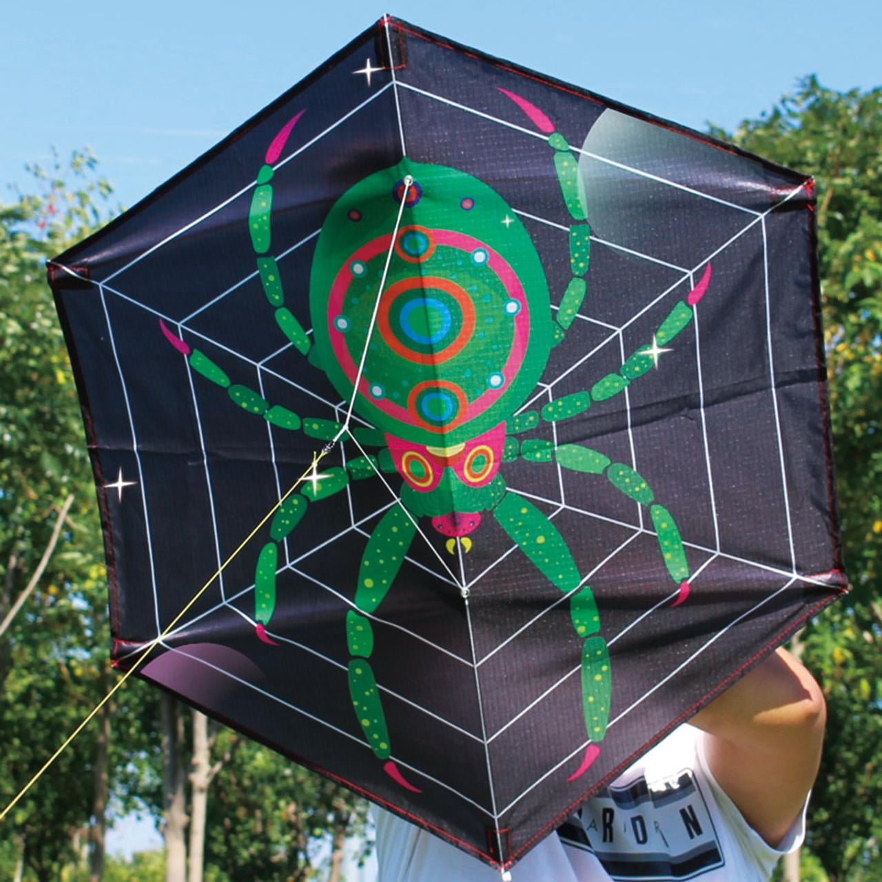 UDIYO Kite Toy Hexagon Shape SpiderPrint Cartoon Style Lightweight
