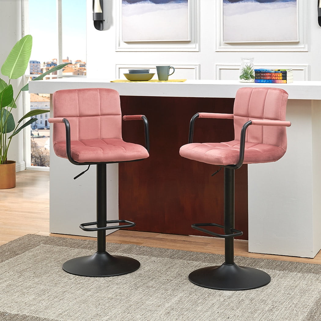 Duhome Bar Stools Set Of 2 Modern Square Velvet Adjustable Barstools