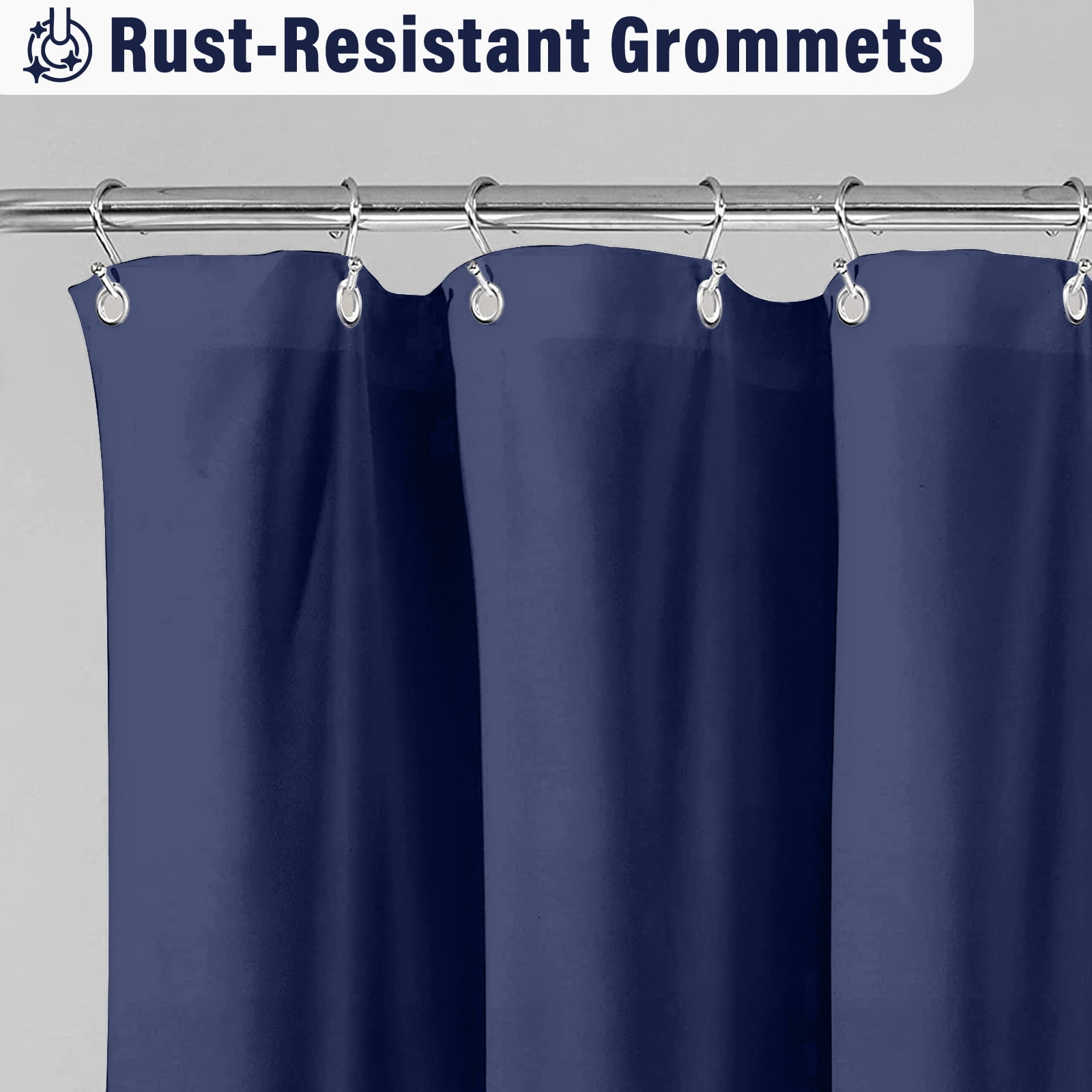 Seasonwood Blue Farmhouse Shower Curtains,Fabric Cute Ruffle Shower Curtain with Buttons & Ruffles for Bathroom Decor,12pcs Hooks,72"x72"
