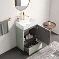 thumbnail image 2 of 20" Sturdy Compact Freestanding Cabinet, Bathroom Storage Unit with Soft Close, Modern Small Bathroom Vanity with Ceramic Sink for Bathroom, Light Green, 2 of 9