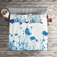 thumbnail image 2 of Ambesonne Blue White Quilted Coverlet 3 Pcs, Wildflowers Blooms, King Size, White Blue, 2 of 2