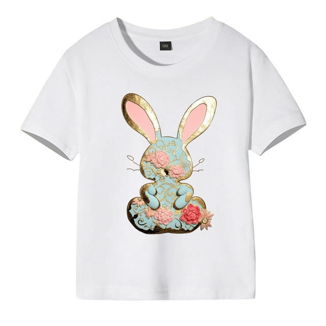 T-shirts pour Filles Enfants Imprimés, Hauts à Manches Courtes pour Filles, Col Rond, Vêtements d'Été pour Ados, Vêtements pour Petites Filles 5-6 Ans