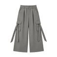 thumbnail image 7 of Karymi Shorts for Women Elastic High Waist Cargo Capri Pants, Wide Leg Cropped Trousers with Ribbon Detail and Pockets, Casual Solid Culotte Pants Pants for Women, 7 of 7