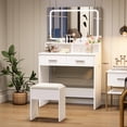 thumbnail image 1 of Kojooin Vanity Set with 3-Colour LED Mirror and Power Outlet, 32 Inch Makeup Desk with 2 Drawers and Stool, 1 of 6