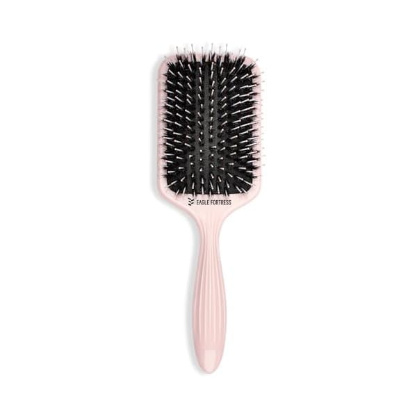 wonima11 Boar Bristle Hair Brush for Women Hair Care - Paddle, Detangler Brush for Wet, Dry & Damaged Hair with Long Pins for Effortless Detangling & Scalp Massage - Pink