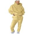 thumbnail image 4 of safuny Women's Workout Sets Daily Outfits 2Pc Tracksuit Elastic Waist Pants Fashion Spring Solid Drawstring Autumn Casual Relaxed Long Sleeve Hooded Sweatshirts Pocket Khaki S, 4 of 5