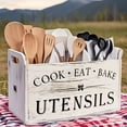 thumbnail image 6 of Extra Large Rustic Wooden Utensil Organizer - 3-Compartment Countertop & Wall-Mounted Storage Box for Cooking/Baking Tools, Heavy-Duty Kitchen Rack with Multi-Functional Design (Natural Wood), 6 of 8