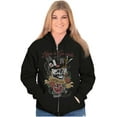 thumbnail image 3 of Life's A Gamble Skull Rose Tattoo Unisex Fleece Graphic Zip Up Hoodie Brisco Brands 3X, 3 of 5