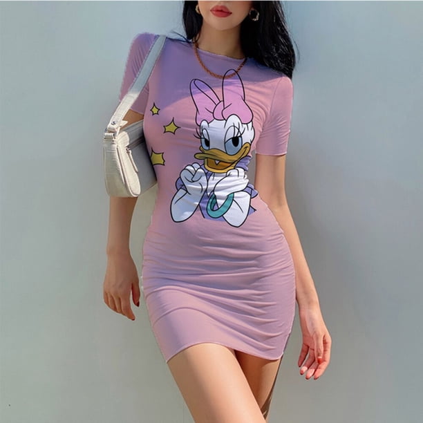 Disney Minnie Mickey Mouse Dresses Elegant Dress Spaghetti Strap Tight Slim Lady Sleeveless Summer Casual Mini Dress VestidosXXL Gao Jinjia LED