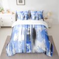 thumbnail image 2 of Homewish Blue Oil Printing Bedding Comforter Set for Teens, Modern Stripes Abstract King Bedding Sets, Fashion Art Reversible Bed Sheets, Lightweight Room Decor, 2 of 7
